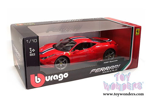 BBurago Ferrari Race & Play - Ferrari 458 Speciale Hard Top (1/18 scale diecast model car, Red) 16002R